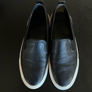CALVIN KLEIN LEATHER SLIP ON SNEAKERS